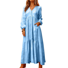 Zigeunerkleid, hellblau, Baumwolle, Größe 4XL