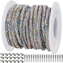 6.25 Yards 4mm Rhinestone Tube Rope Trim Kit with 20 Crimp Ends & 20 Barrel Caps for DIY Hoodie Drawstrings – Clear