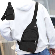 Plátená crossbody taška čierna, veľká kapacita 12,2 x 7,48 x 4,33