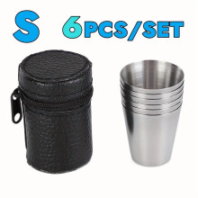 Juego de 4 tazas portátiles de acero inoxidable con estuche