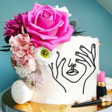 Valentine's Day Decor: Black Acrylic Cake Topper, Modern Elegant Girl Party Decor, Compatible with 5.7x5.6" Cakes