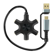Adattatore splitter da tipo C/USB, convertitore di cavo di connessione, 5 pezzi, per cuffie o altoparlanti da 3,5 mm contemporaneamente