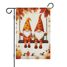 Bandiera da giardino autunnale con due gnomi, 31,75 x 45,75 cm, bifacciale, decorazione autunnale per esterni – Compatibile con aste portabandiera