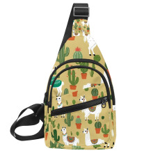 Malá pánska/ženská crossbody taška cez rameno Cactus Alpaca, cestovná taška cez rameno, batoh, pánska bočná taška, denný batoh