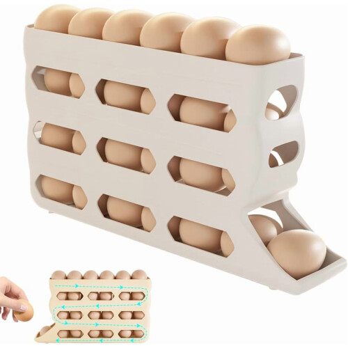 Eierhalter für den Kühlschrank, automatisch rollend, 4-stufig, für 30 Eier