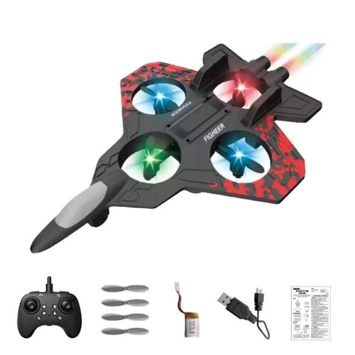 Avião de espuma RC com luzes e manobras de 360 para crianças
