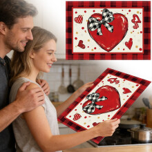 Valentijnsdag placemats, rode hartvormige tafelmatten voor bruiloften en jubilea, herbruikbaar en waterdicht, 45 x 30 cm (1 stuk)
