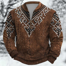 Age Norse Mythology Midweight Pullover Sweater For With Half Zip Neck Design