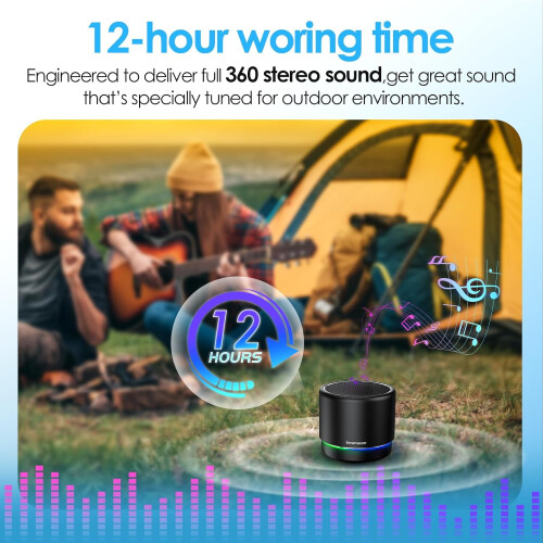 Bluetooth 5.4 Bærbar Højttaler Sort 12H Batteri 2
