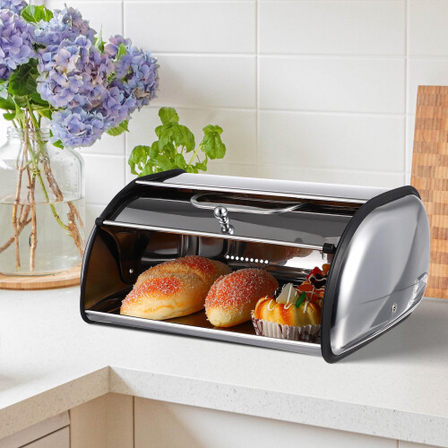 Stainless Steel Bread Storage Box Container Serving Elegant 2