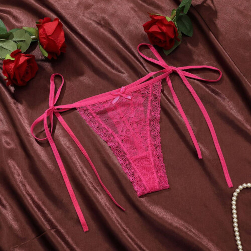 Γυναικείο εσώρουχο με δαντέλα, G-string με χαμηλοκάβαλο και στάμπα στο πίσω μέρος, με 1