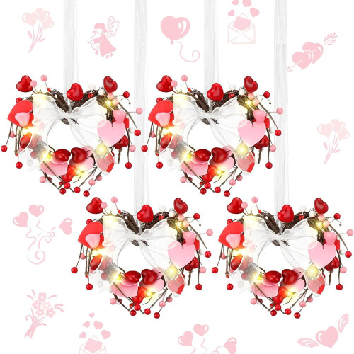 Valentine Heart Wreath9Inch4Pack