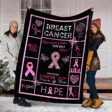 Breast Cancer Blanket Pink Ribbon Breast Cancer Super Soft Throw Blanket Pink Ribbon Bed Blankets Flannel Warm Cozy Gifts for Women Girls 59x51inch