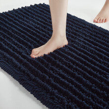 Tapis de bain en microfibre douce et moelleuse, absorbant et antidérapant, lavable en machine, pour baignoire/douche (17 x 24 pouces, bleu marine)