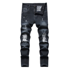 Jeans skinny da bambino, pantaloni in denim strappati, abbigliamento casual effetto usurato per bambini, comodi ed elasticizzati, streetwear, Z06