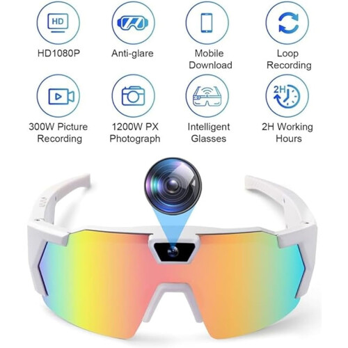 Γυαλιά Pov4k Μπέιζμπολ με Κάμερα Smart Glass Άνδρες Γυναικεία Γυαλιά Ηλίου Κάμερες και 2
