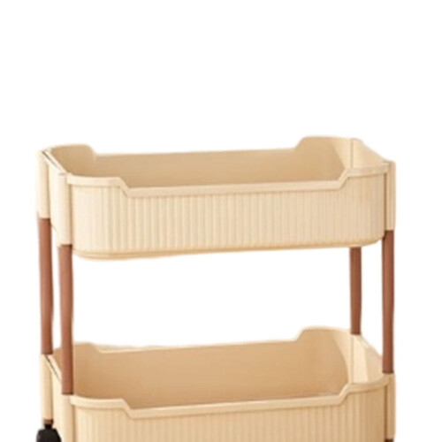 3-Tier Rolling Cart Plastic Storage Organizer Beige 1