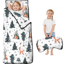 Multicolor Christmas Forest Pattern Toddler Nap Mat (60"x20") for Kids, Preschool & Daycare – Compatible with Standard Nap Mats