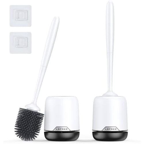 Set di 2 scopini per WC in silicone con supporto ventilato