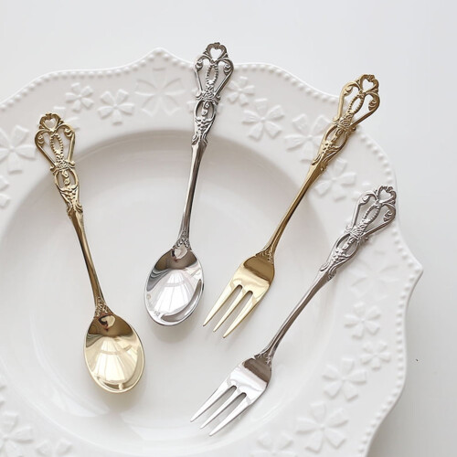 Ensemble fourchette et cuillère creuses en acier inoxydable