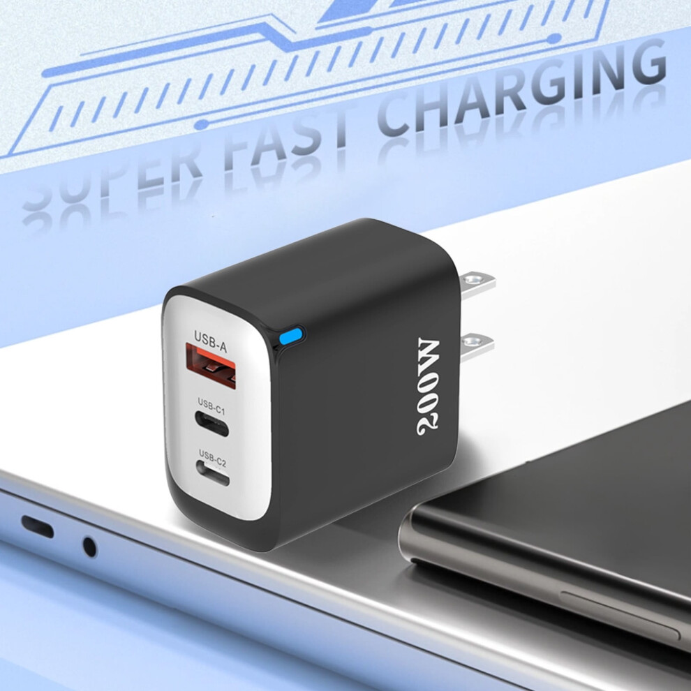 200W Multi-Port Usb Charger (1Xusb-A + 2Xusb-C) | American Plug | Compatible With 100-240V 9422877419500