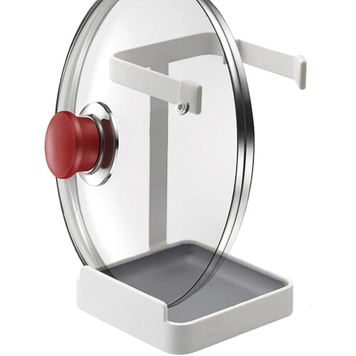 Metal Pot Lid Rack with Tray for Kitchen Lids Spatulas 1