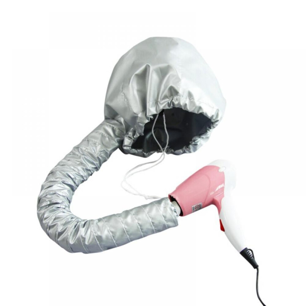 Pink/Silver Portable Soft Hair Drying Cap Bonnet Hood Hat Blow Dryer