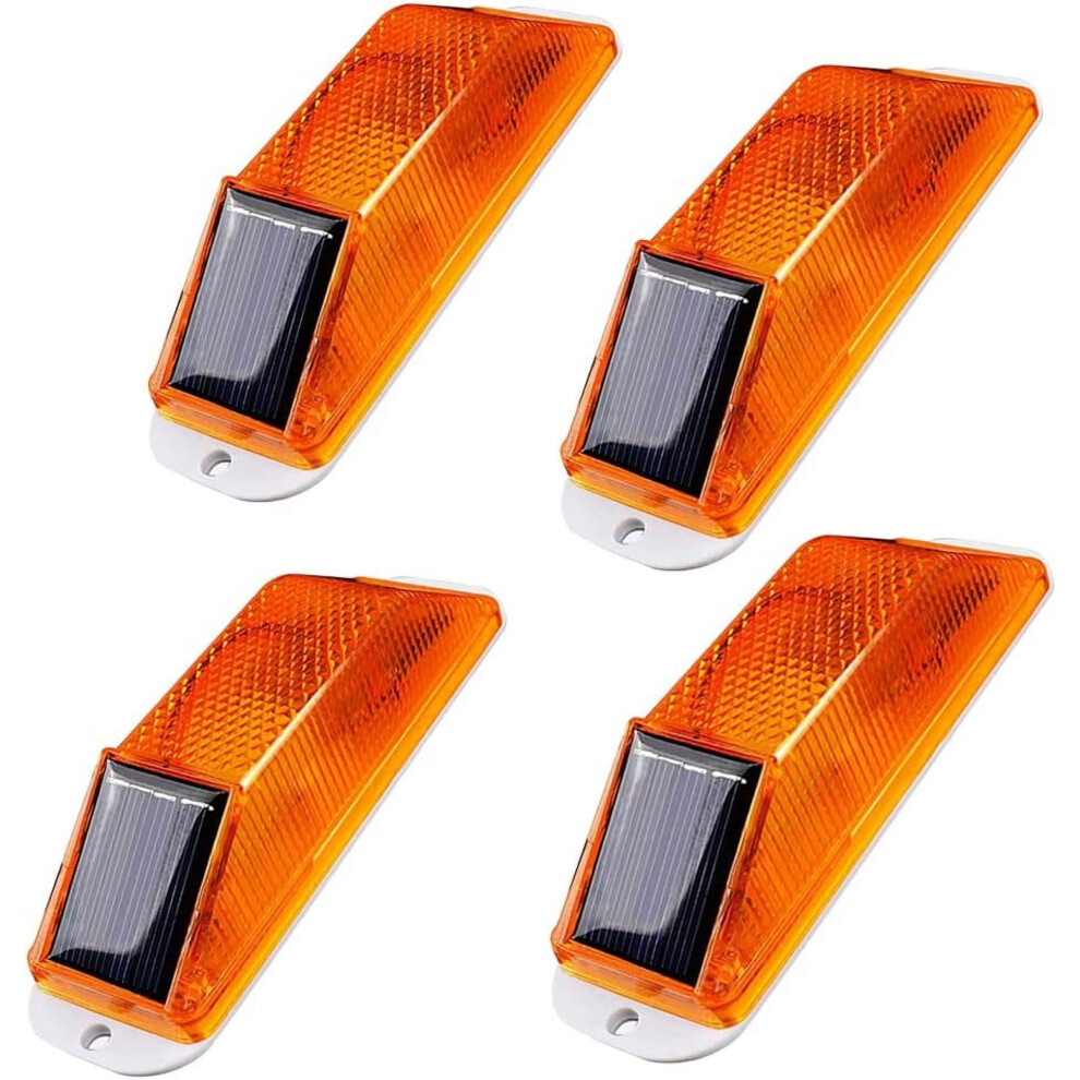4-Pack Solar Strobe Warning Super Bright Led Flashing Beacon, Ip54 Waterproof, For Barricade & Construction Safety (Yellow) Light/Yellow 9027700060128