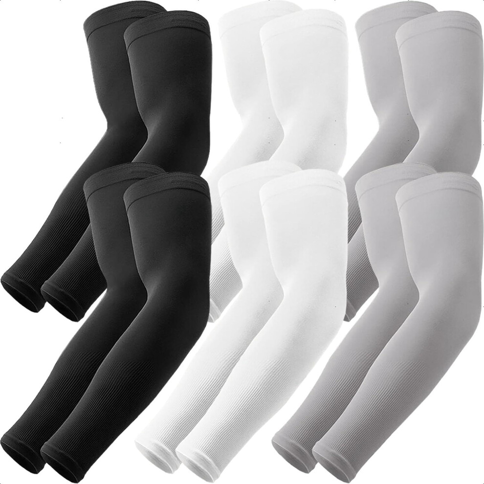 6 Pairs Arm Sleeves for Men Women | UPF 50 Cooling UV Sun Protection | Sports Compression Sleeves