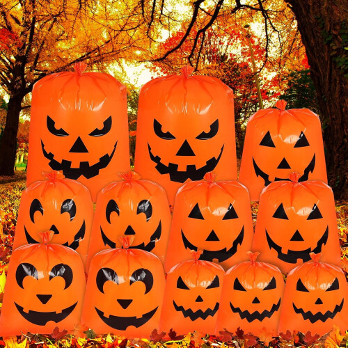 Τσάντες γκαζόν με κολοκύθες για το Halloween12 τεμάχια5 σχέδια