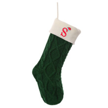 18" Embroidered Monogram Knitted Christmas Stockings with Initials – Warm Holiday Fireplace Decor & Gifts