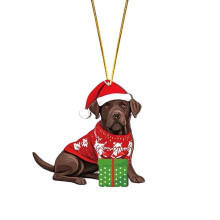Wooden Chocolate Lab Christmas Ornament 1 piece