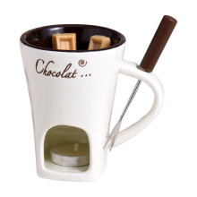Chocolate Fondue Mug Ceramic Melting Mug Fondue Coffee Cup Melting Fondue Mug for Chocolate Cheese Butter 130 ml (White)