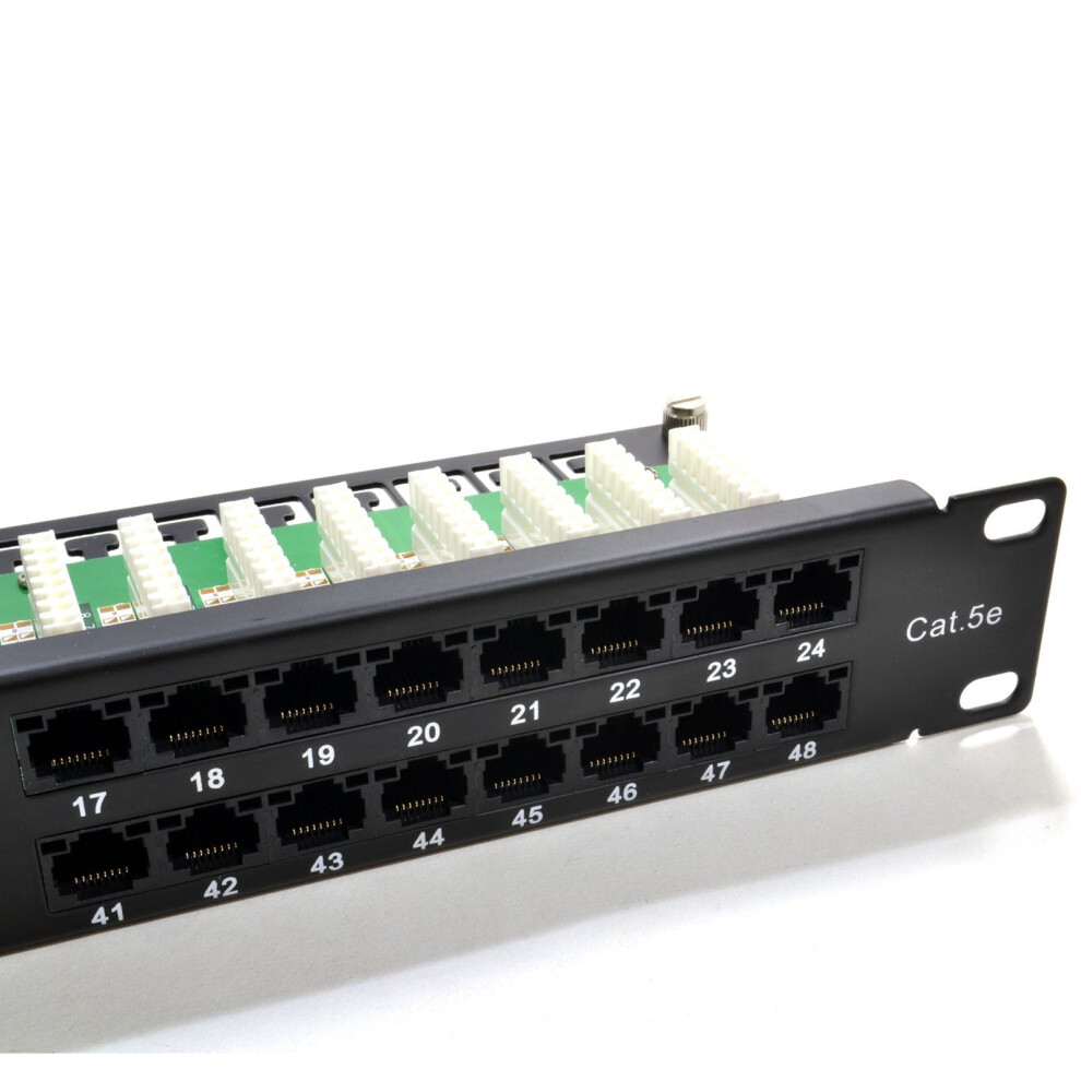 1U 48 Port Cat5e Rj45 Networking 19 Inch Rack Patch Panel With Cable Tidy 5055383481422