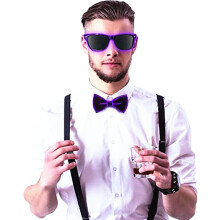 Light Up Bow Tie with LED Glasses, Man LED Luminous Bow Tie, 3 Flash Modes LED Party Glasses for Parties, Bars, Halloween, School