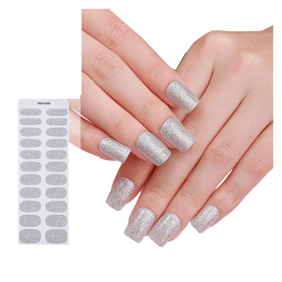 Solid Color Gel Nails Stickers Nails Polish Strips Manicures Stickers Full Nails Wraps Semi Cured Gel Nails Strips