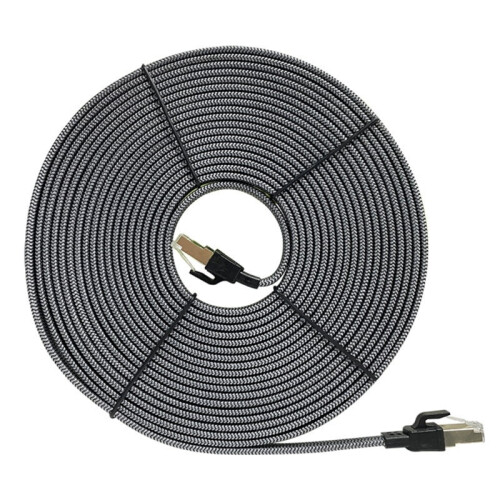CAT8 Ethernet-kabel 40 Gbps 2000 MHz Flat sølvflettet