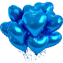 10pcs Blue Foil Heart Balloons, 17.72", for Birthday, Valentine's Day, Wedding & Festival Decor