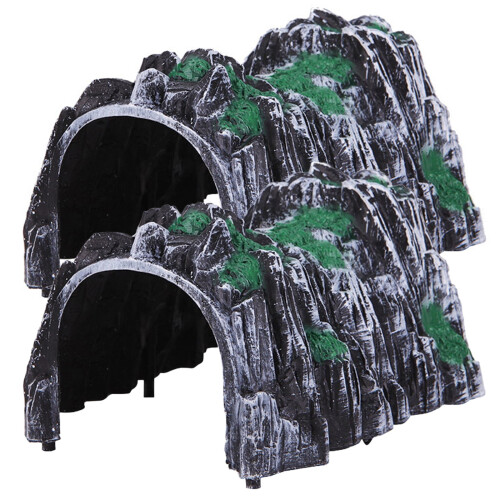 Model van een stenen tunnel met treinspoor (2 stuks)