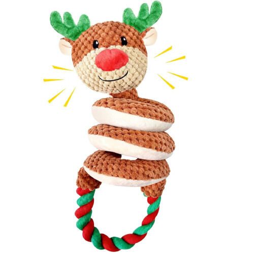 Squeaky Crinkle hundeleke for store hunder grønn