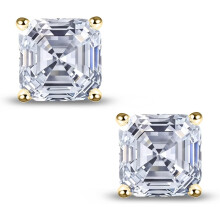 18K Gold Plated Asscher Cut CZ Stud Earrings