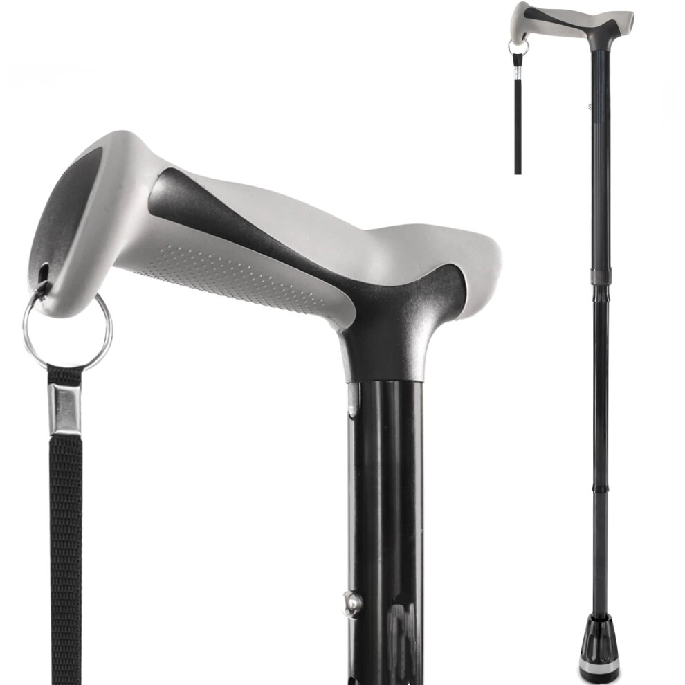 Folding Adjustable Walking Cane for Men & Women, Lightweight with Ergonomic Handle & All-Terrain Tip â Includes Travel Bag
