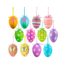 Vibrant 12-Pack Decorative Plastic Easter Eggs, Colorful Patterned Hangable Eggs for Parties, Crafts & Holiday Decor