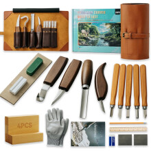 Schnitzset mit Ledertasche, 24-teiliges Set