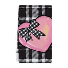 Torchons de cuisine pour la Saint-Valentin, motif cœur rose, lot de 2