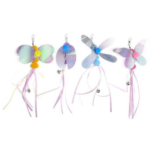 Cat Teaser Wand Refill Kit Butterfly Dragonfly Bee 4 Pcs