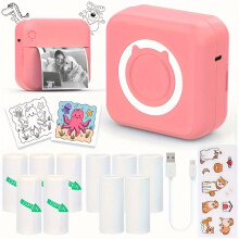 Mini thermische stickerprinter met 1 rol papier