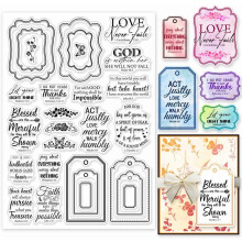 Bible Label Floral Frame Clear Silicone Stamps (21x14.8cm) for Card Making, Scrapbooking, Journaling – Blessing Words Design