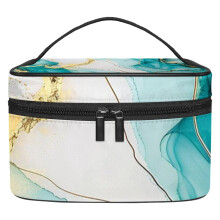 Turquoise Marble Makeup Bag Large Capacity Travel Cosmetic