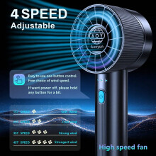 Ventilador portátil de mão com 4 velocidades e bateria de 2600mAh